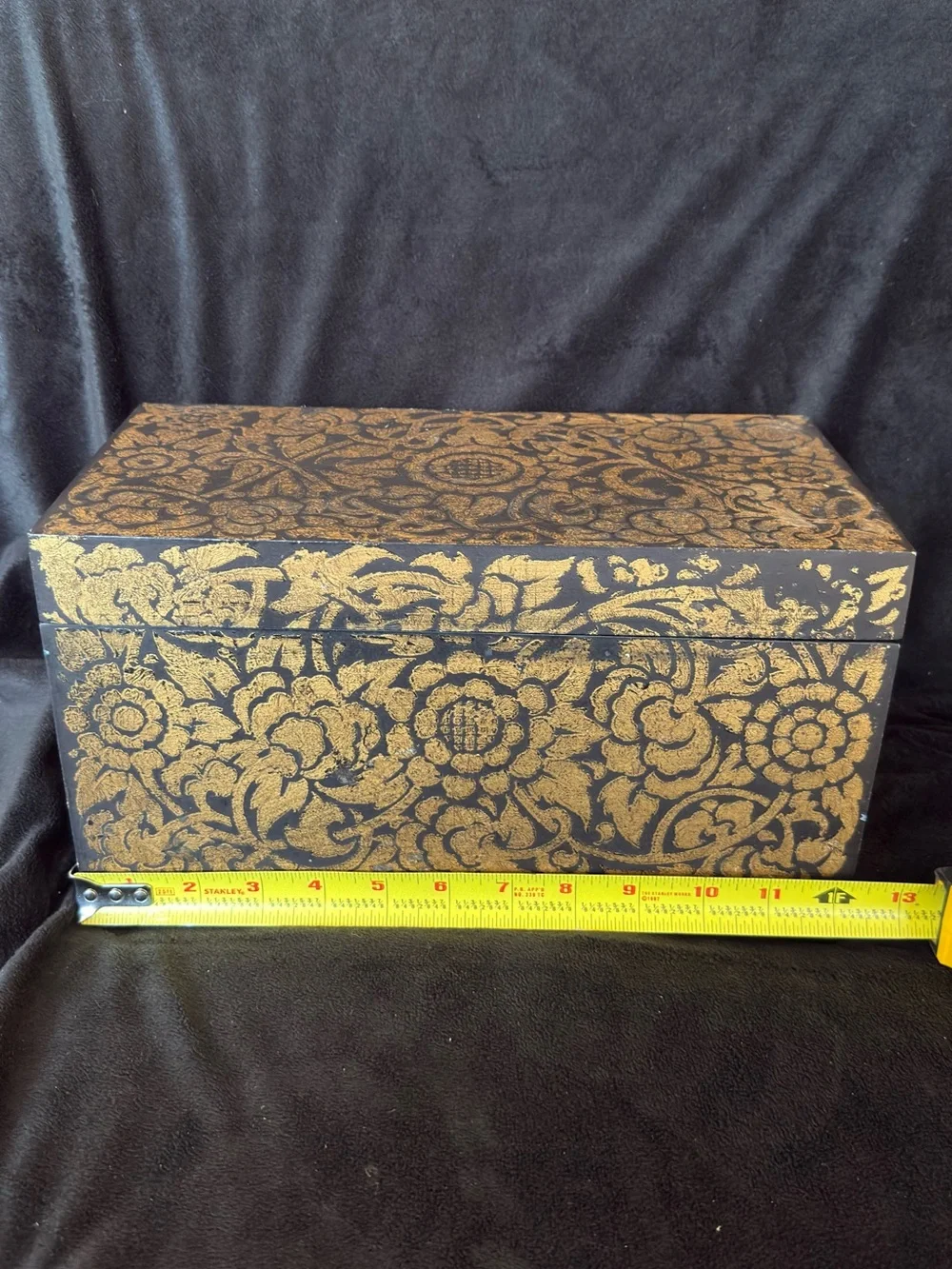 Gold Black Floral Jewelry Box - Elegant Vanity Organizer